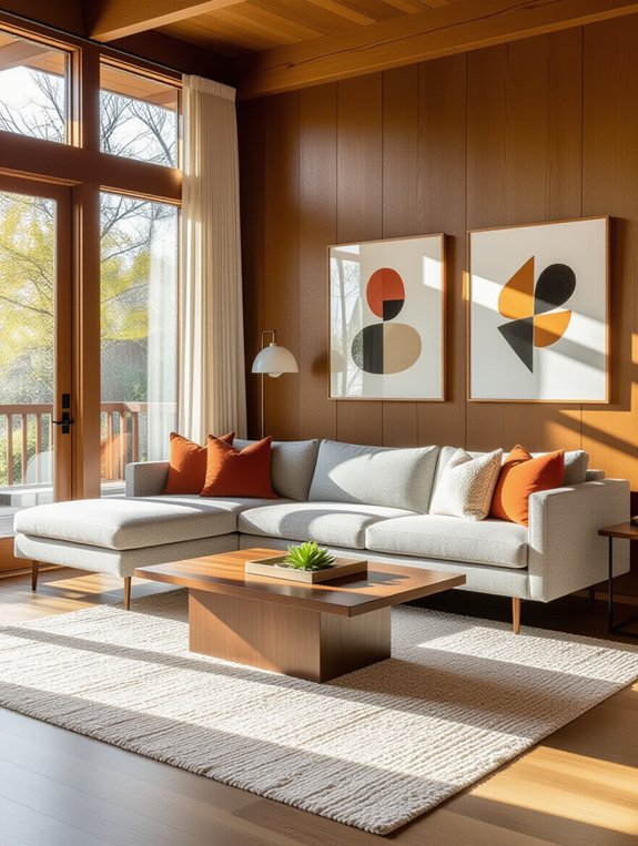 mid century modern grey couch