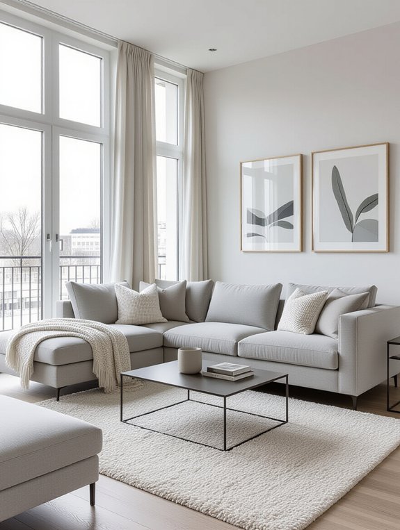monochromatic grey living room
