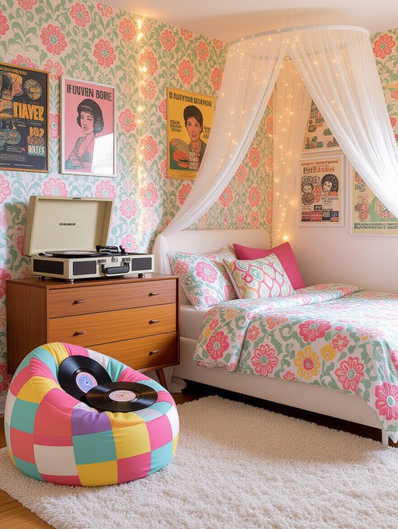 nostalgic retro teen bedroom