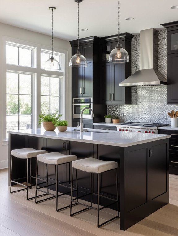 open concept seating island design