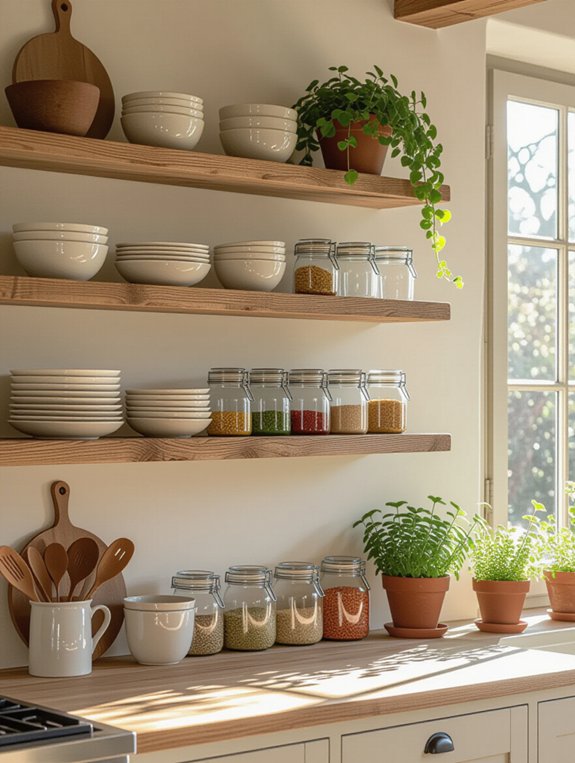 open shelves enhance kitchens