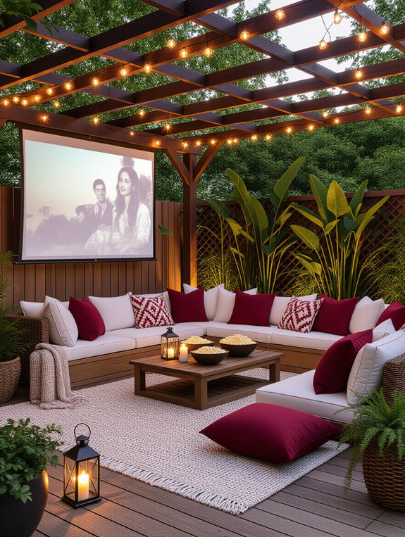 outdoor movie night setup