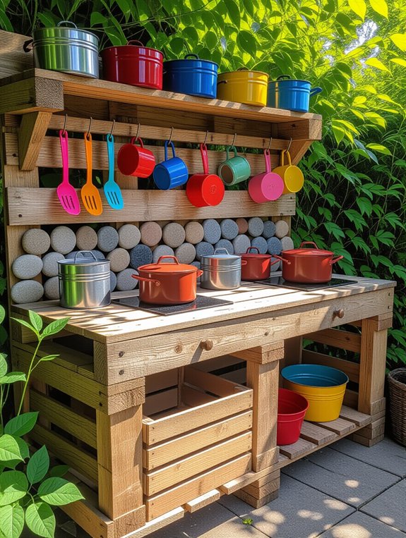 recycled materials mud kitchen