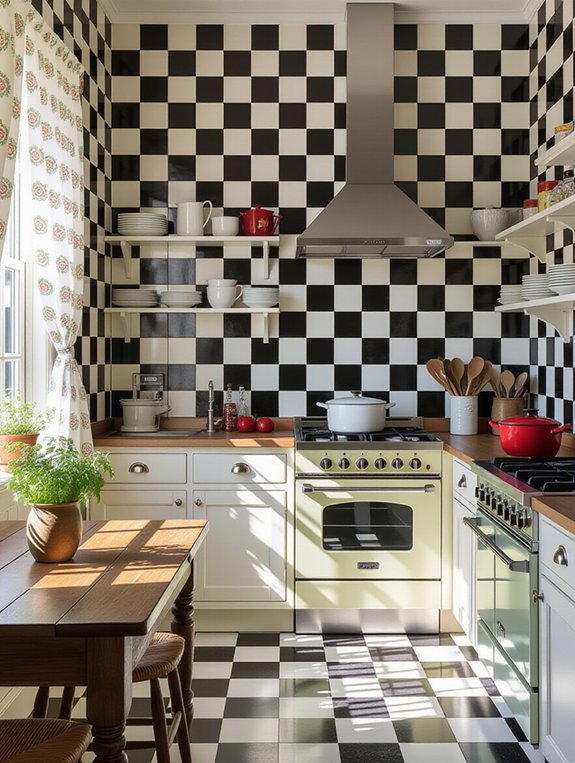 retro checkerboard kitchen designs