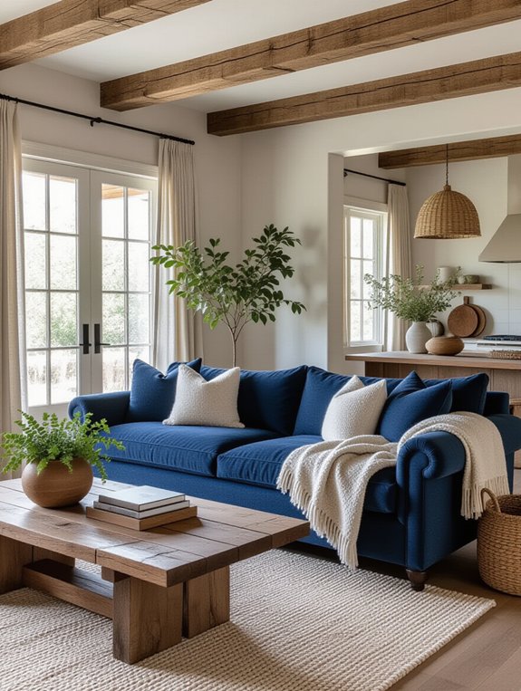 rustic blue with natural accents
