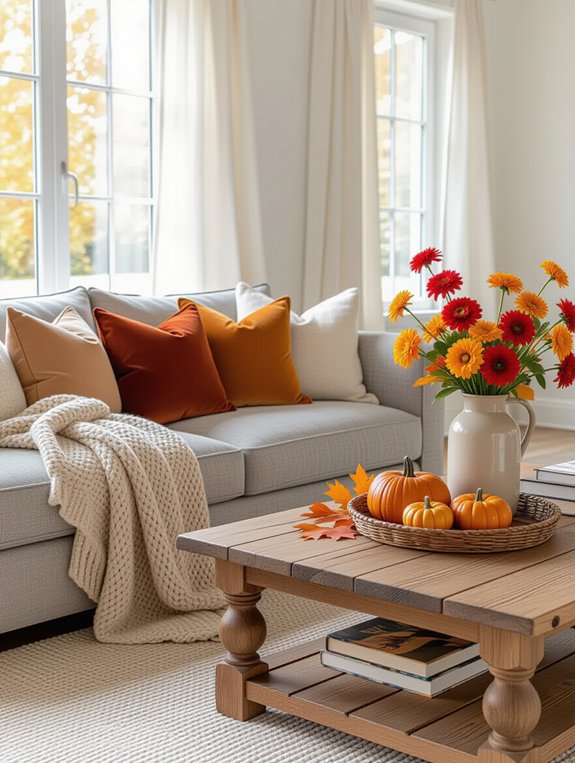 seasonal decor for grey couch