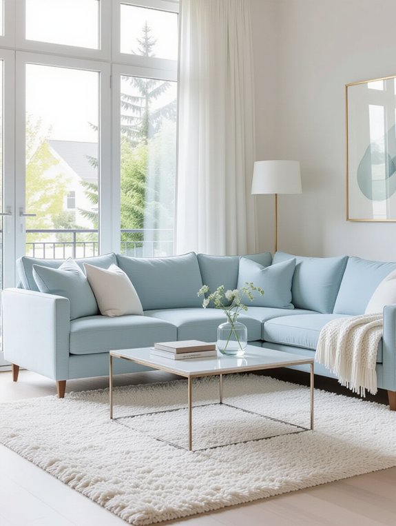 serene ice blue living