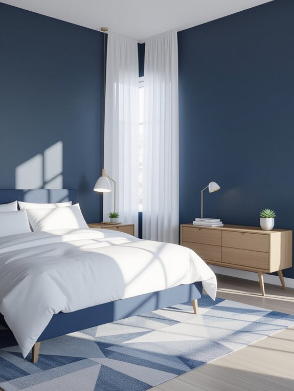 serene minimalist blue bedroom