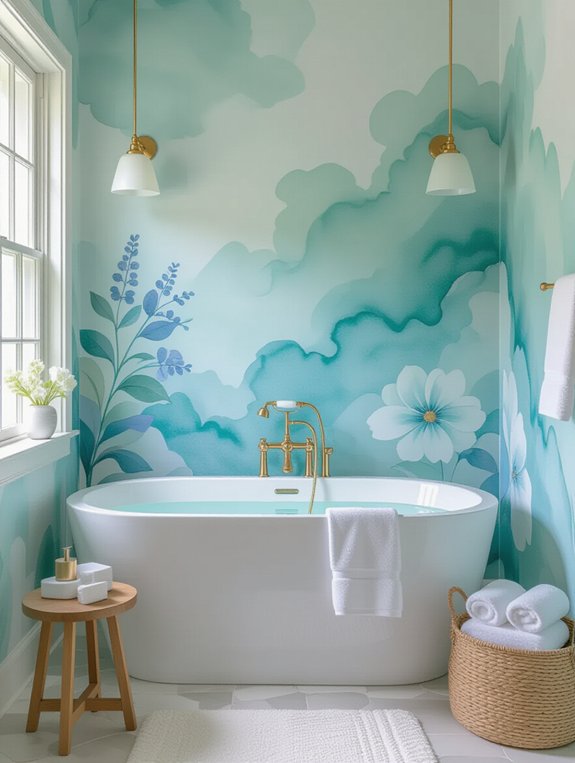 serene watercolor bathroom designs