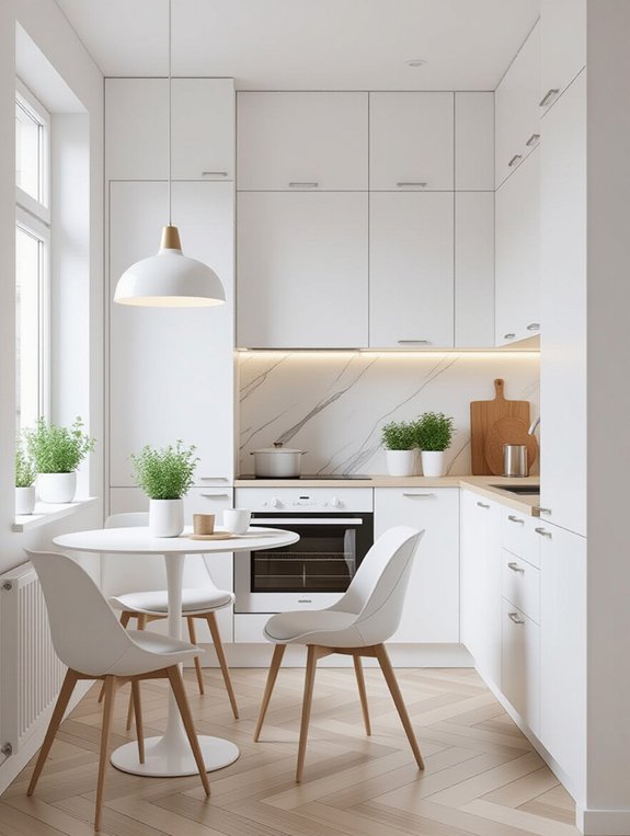 sleek functional serene kitchen