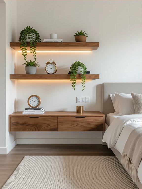 sleek modern floating nightstands