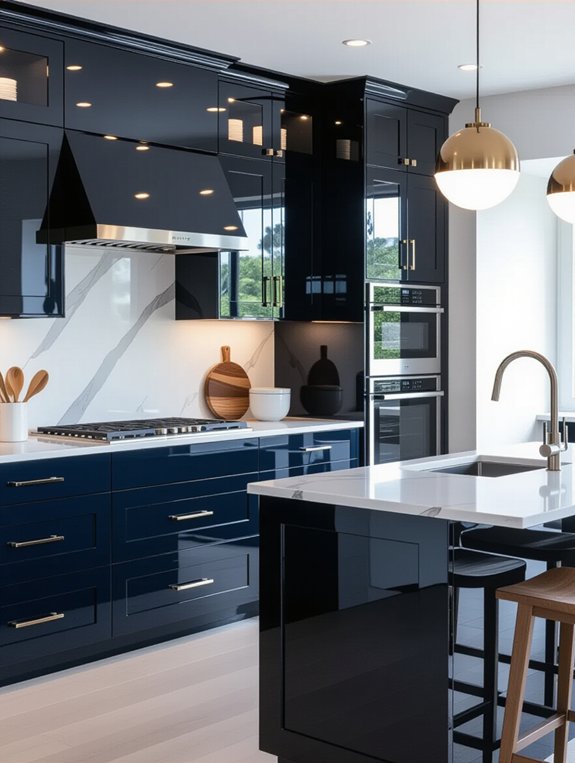 sleek reflective kitchen finishes