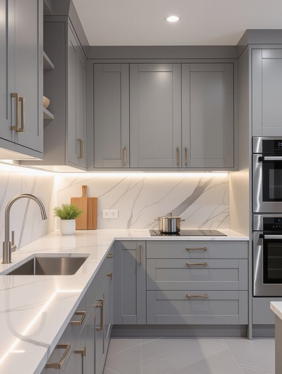 sophisticated monochromatic grey kitchen