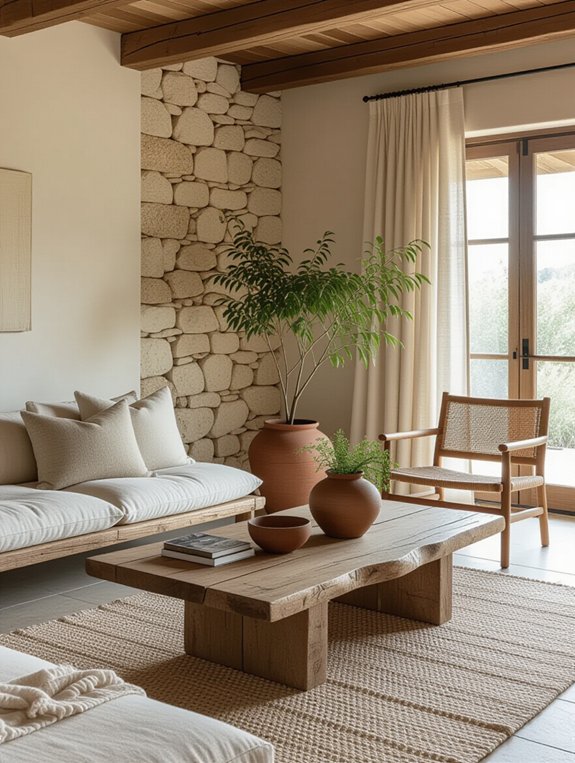 stone and clay accents