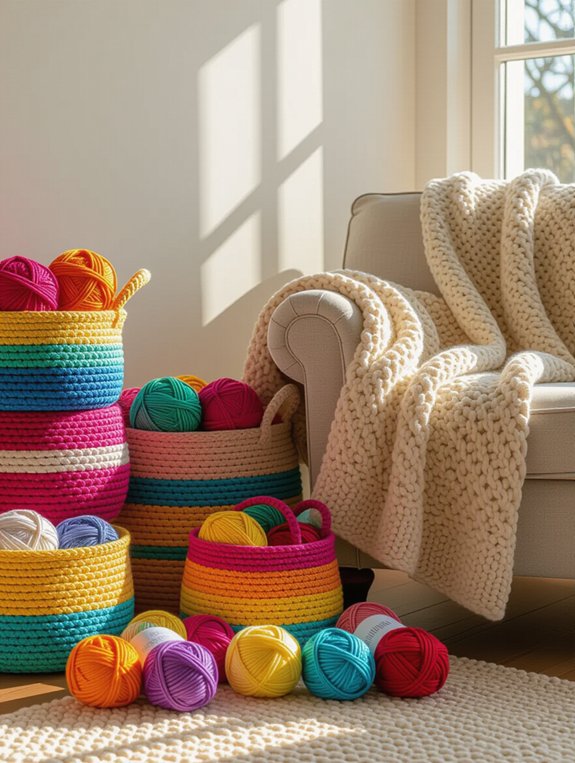 stylish functional crochet baskets