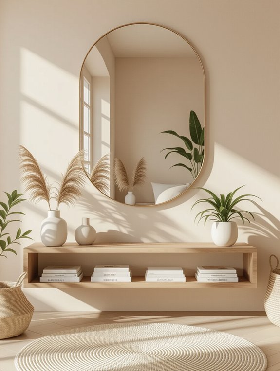 stylish functional mirror shelves