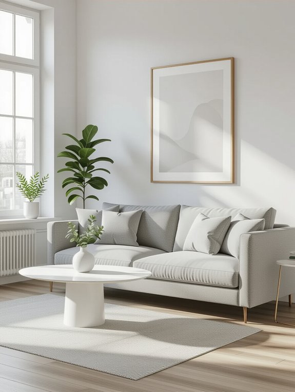 stylish minimalist grey couch