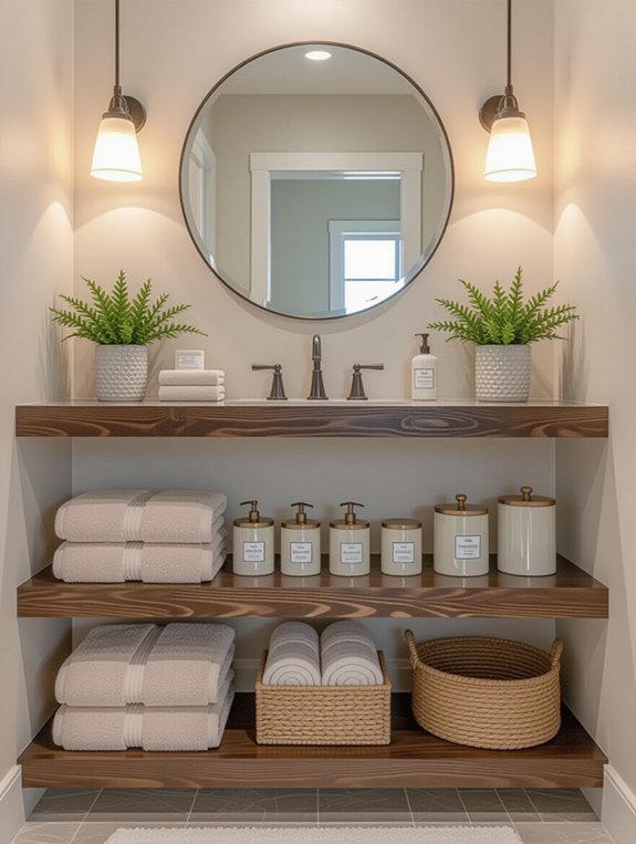 stylish open shelving vanities