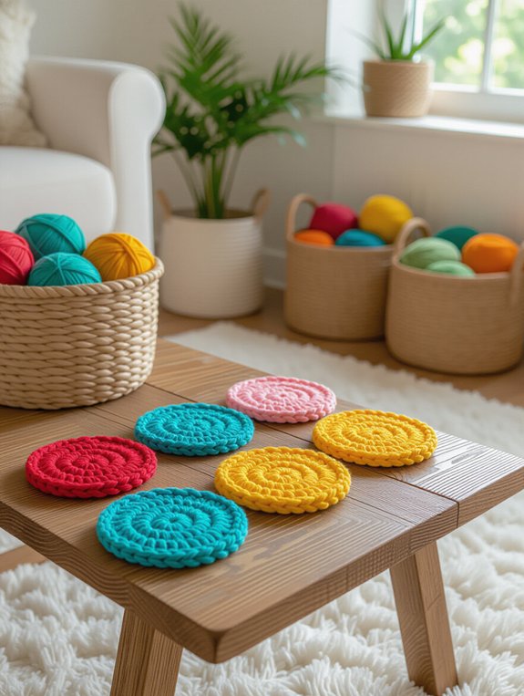 stylish protective crochet coasters