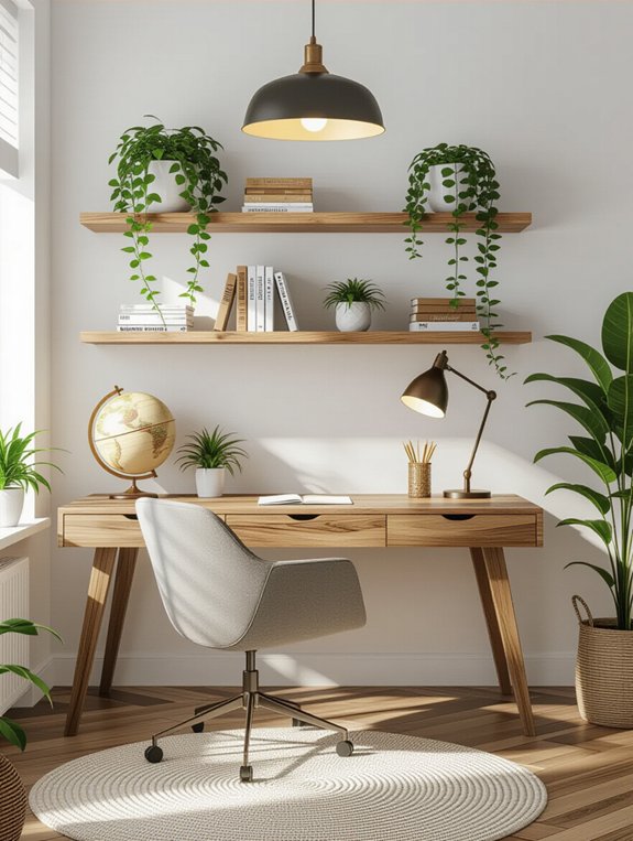 stylish shelving enhances organization