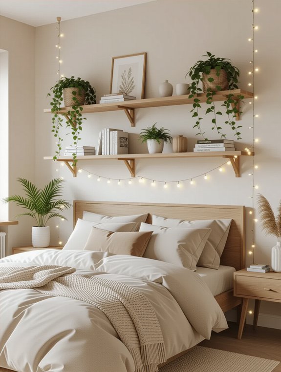 stylish storage above bed