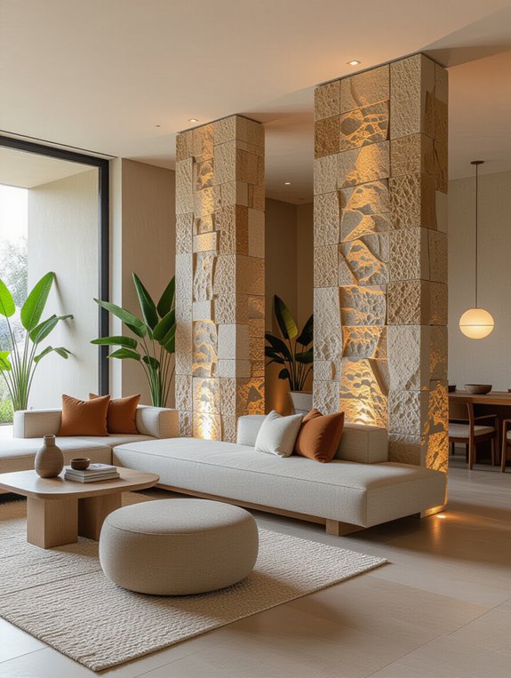 textured stone living dividers