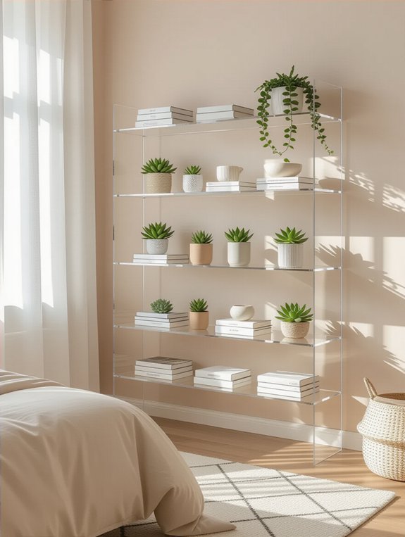 transparent shelves enhance spaciousness