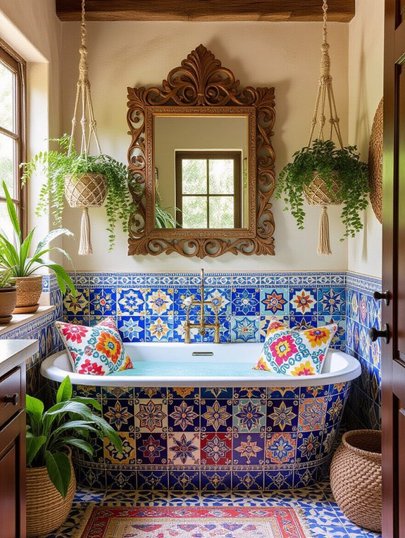 vibrant bohemian bathroom oasis