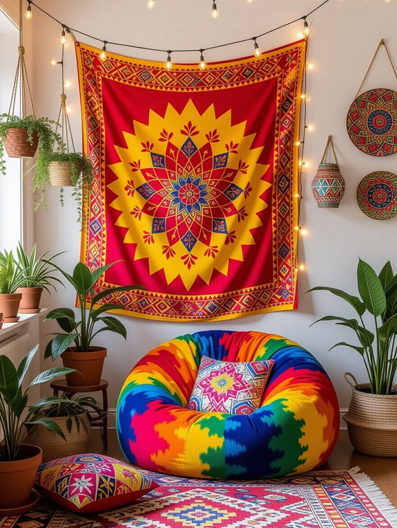 vibrant colorful festival decor