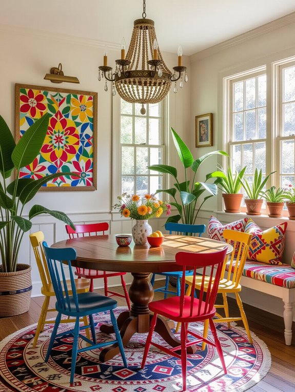 vibrant eclectic dining space