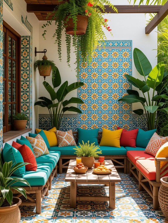 vibrant mosaic patio decor