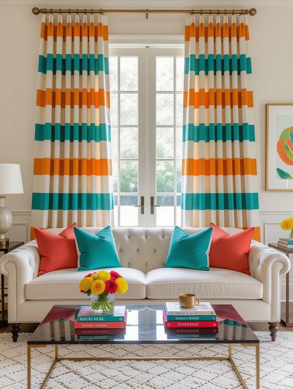 vibrant playful striped curtains