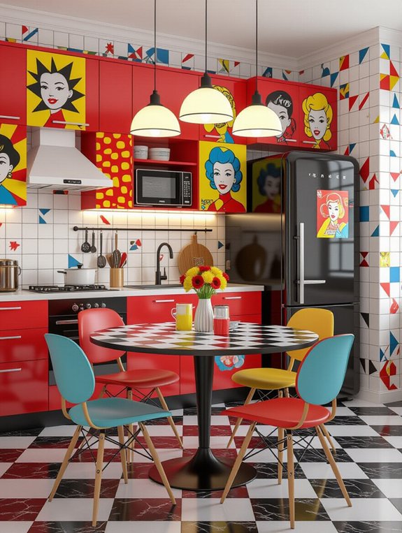 vibrant retro pop kitchen