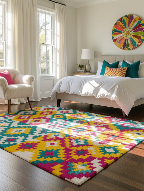 vibrant rugs enhance bedrooms