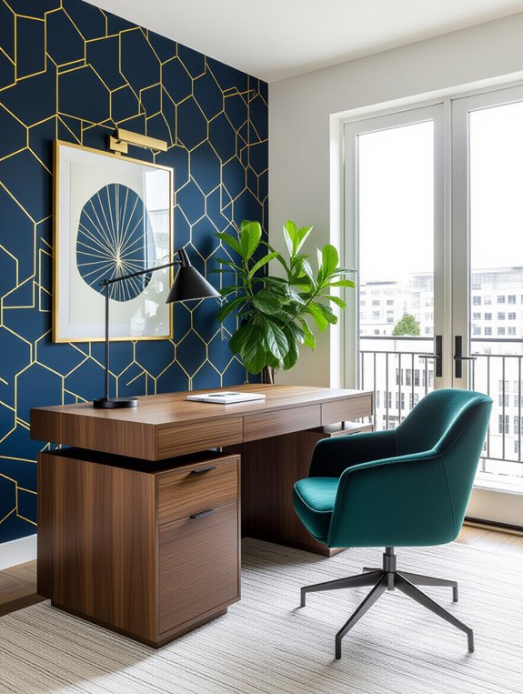 vibrant statement wall office