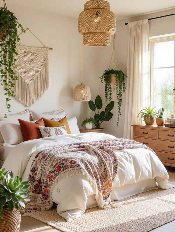 vibrant textured bohemian bedroom