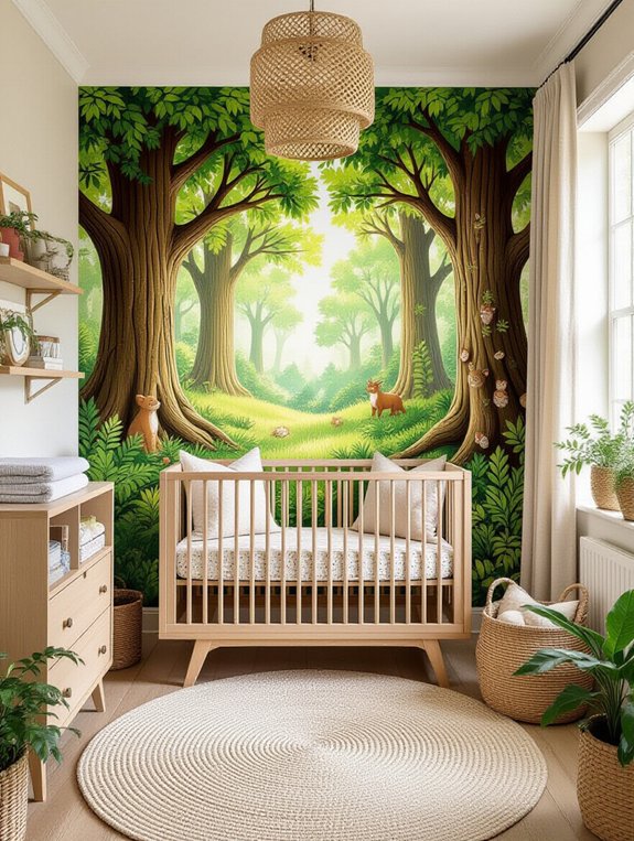 vibrant woodland adventure mural
