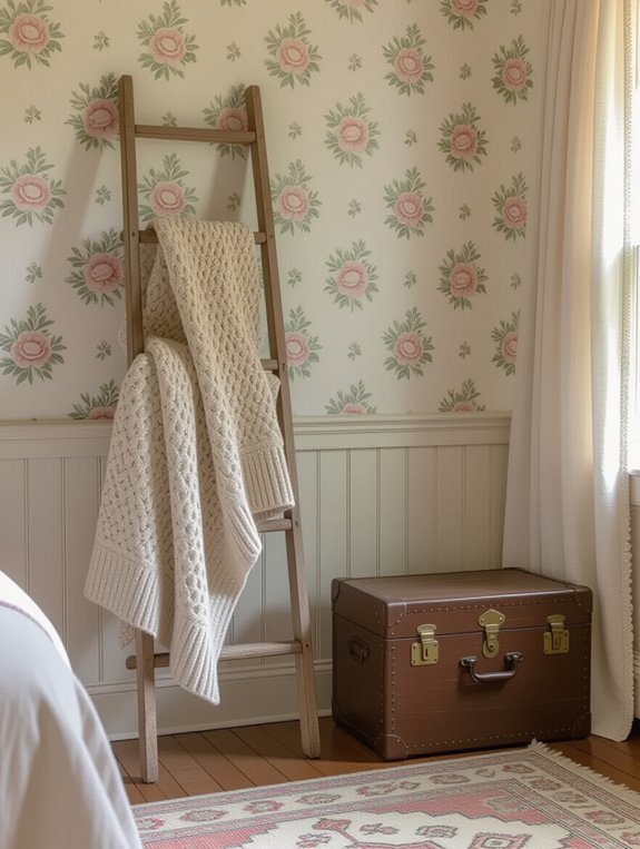 vintage ladder blanket storage