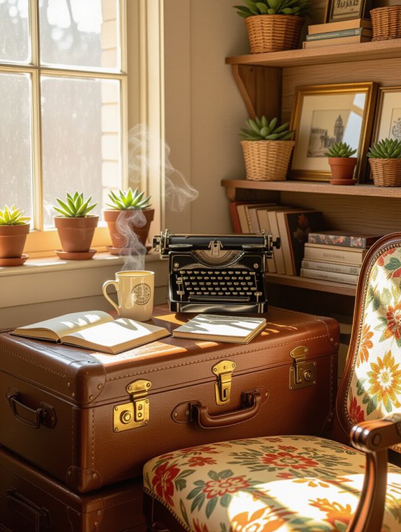 vintage suitcase desk transformation