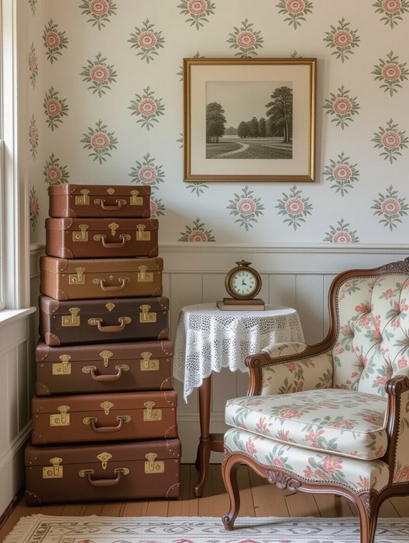 vintage suitcases as decor