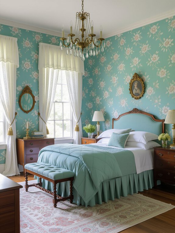 vintage teal bedroom decor