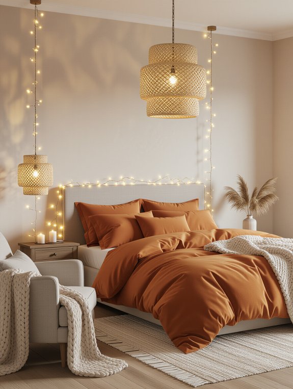warm inviting bedroom lighting