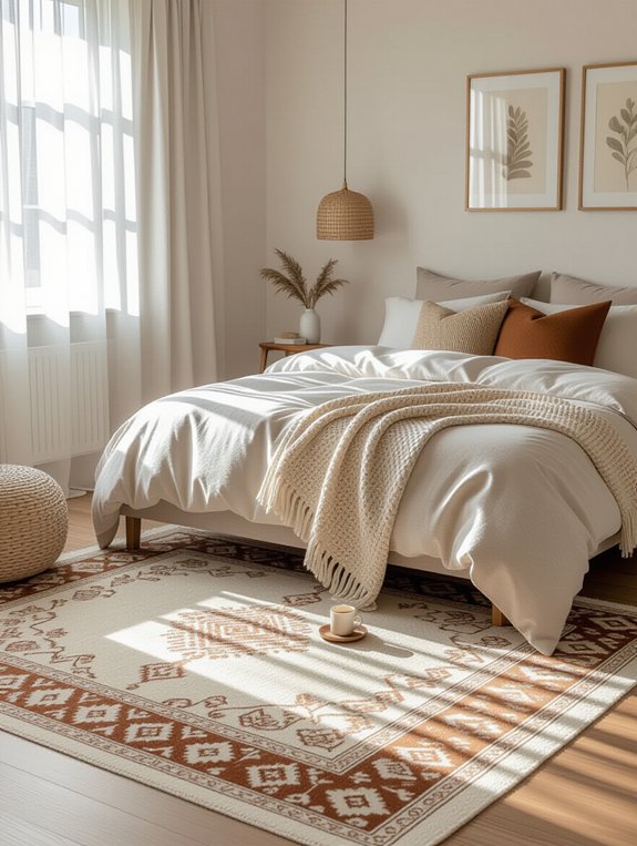 warmth through layered rugs