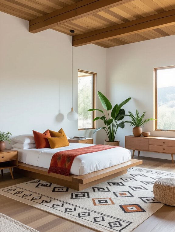 airy mid century modern bedroom