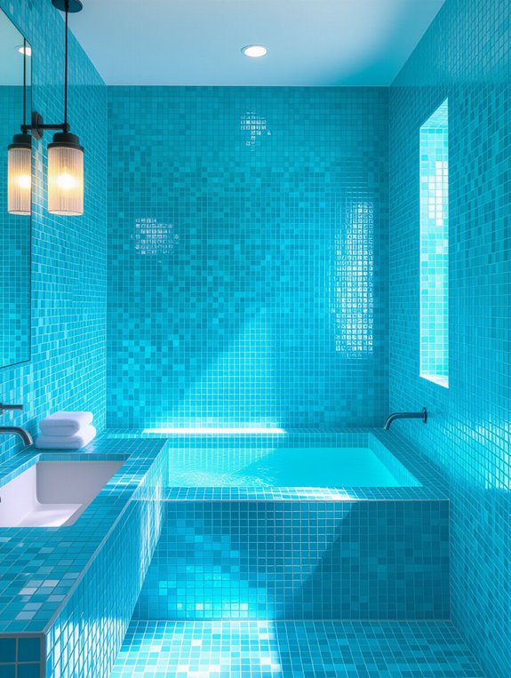 aqua mosaic bathroom accents