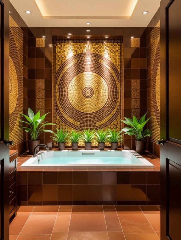 artistic brown mosaic accents