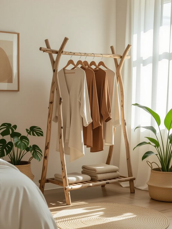 artistic driftwood clothing rack