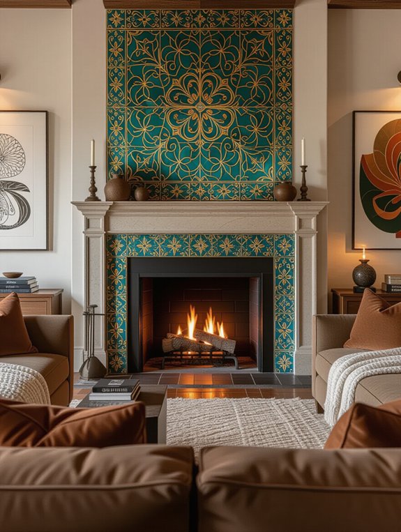 artistic tile fireplace design