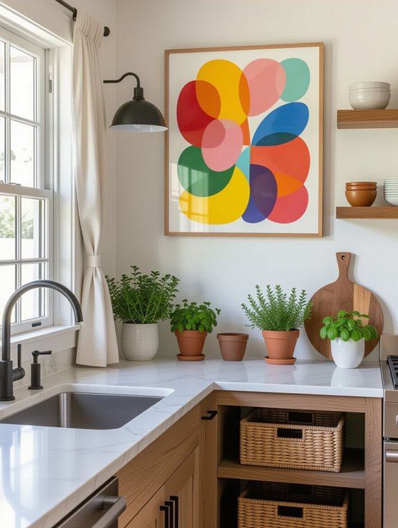 artwork enhances kitchen aesthetics