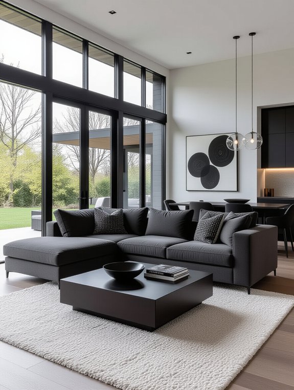 black accents define spaces